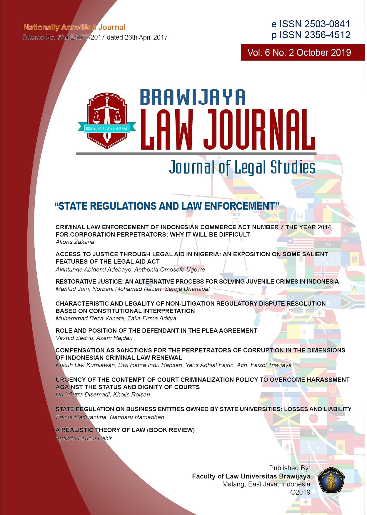 					View Vol. 6 No. 2 (2019): State Regulations and Law Enforcement
				